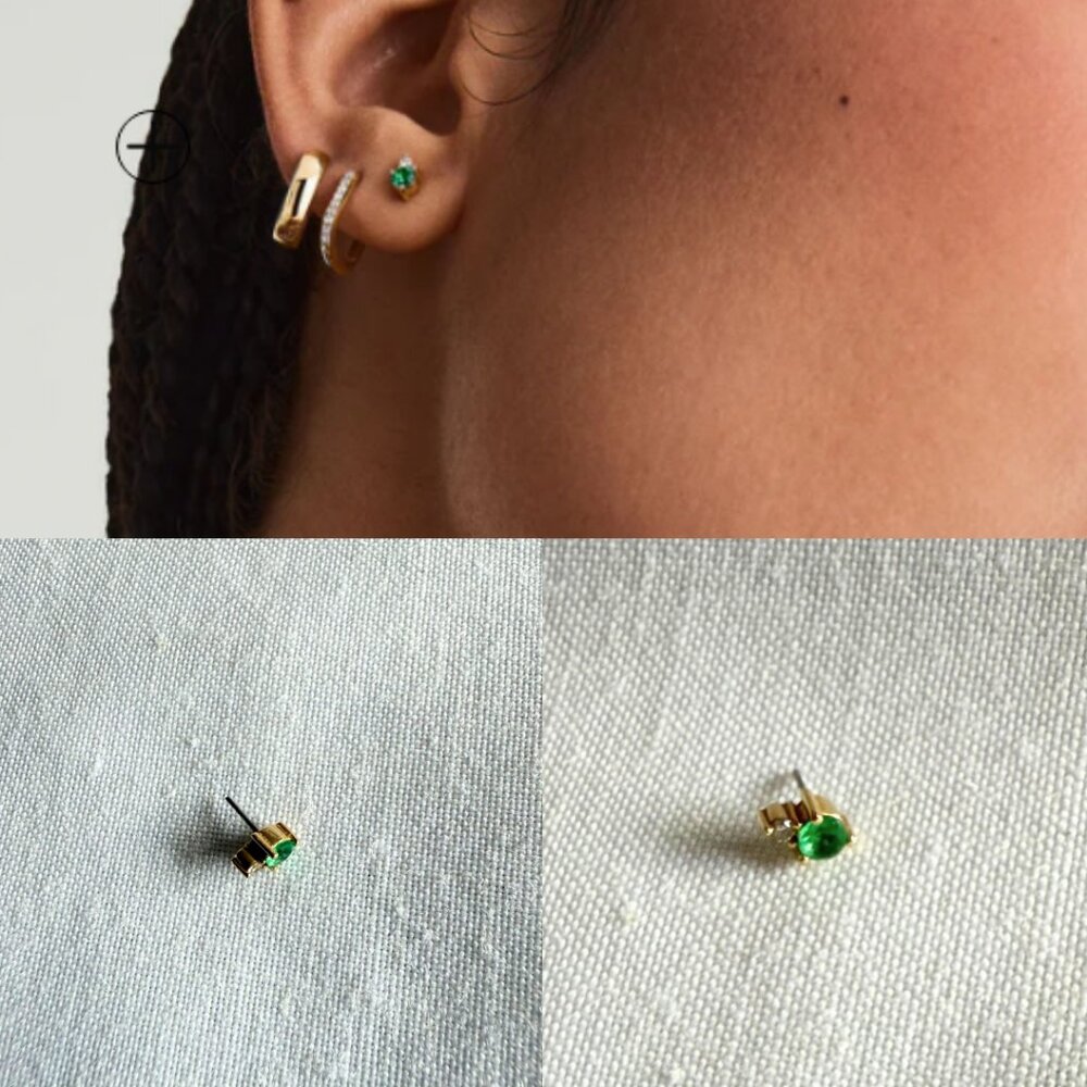Mejuri emerald and diamond stud